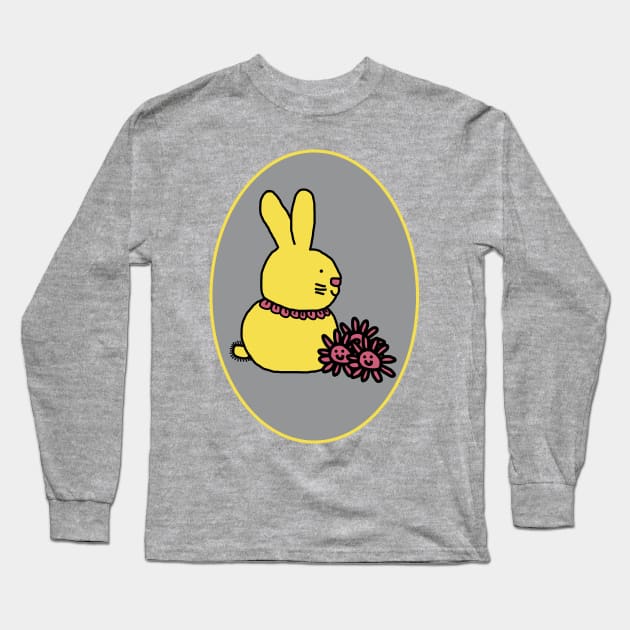 Illuminating Easter Bunny with Flowers Ultimate Gray Oval Long Sleeve T-Shirt by ellenhenryart